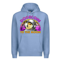 Colony Blue doge coin to the moon 80's retro sunset Premium Hoodie - Jasminsmagicworld