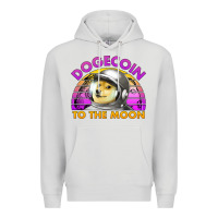 Dove Grey doge coin to the moon 80's retro sunset Premium Hoodie - Jasminsmagicworld