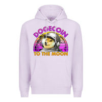 Lilac doge coin to the moon 80's retro sunset Premium Hoodie - Jasminsmagicworld