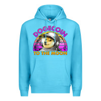 Ocean Blue doge coin to the moon 80's retro sunset Premium Hoodie - Jasminsmagicworld