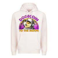 Pale Pink doge coin to the moon 80's retro sunset Premium Hoodie - Jasminsmagicworld