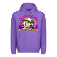 Purple doge coin to the moon 80's retro sunset Premium Hoodie - Jasminsmagicworld