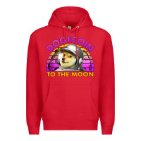 Red doge coin to the moon 80's retro sunset Premium Hoodie - Jasminsmagicworld