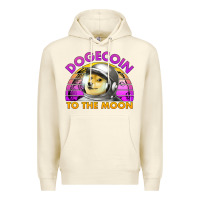 Sandshell doge coin to the moon 80's retro sunset Premium Hoodie - Jasminsmagicworld