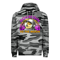 Slate Camo doge coin to the moon 80's retro sunset Premium Hoodie - Jasminsmagicworld