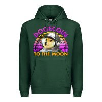 Sports Green doge coin to the moon 80's retro sunset Premium Hoodie - Jasminsmagicworld
