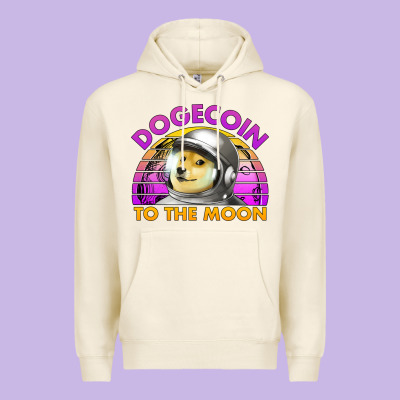 Doge Coin To The Moon 80's Retro Sunset Premium Hoodie Designed By Jasminsmagicworld