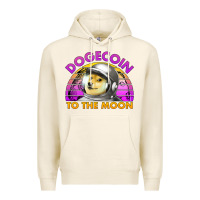 Tofu doge coin to the moon 80's retro sunset Premium Hoodie - Jasminsmagicworld