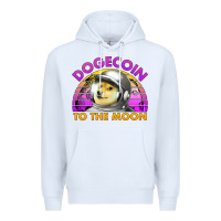 White doge coin to the moon 80's retro sunset Premium Hoodie - Jasminsmagicworld
