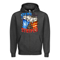 Charcoal Heather stars and stripes beer Zipper Hoodie - Zillion Design Studio