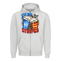 Dove Grey stars and stripes beer Zipper Hoodie - Zillion Design Studio