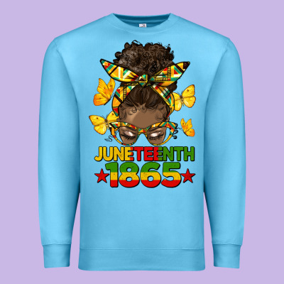 Juneteenth 1865 Afro Bun Premium Sweatshirt Designed By Hra Design Shop