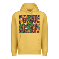 Antique Gold western cactus sunflower highlands cow Premium Hoodie - BarkalooDesign