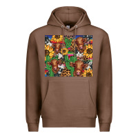Chestnut western cactus sunflower highlands cow Premium Hoodie - BarkalooDesign