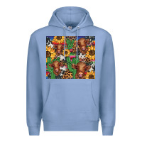Colony Blue western cactus sunflower highlands cow Premium Hoodie - BarkalooDesign