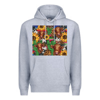 Heather Grey western cactus sunflower highlands cow Premium Hoodie - BarkalooDesign