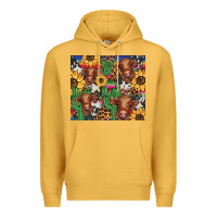 Mustard western cactus sunflower highlands cow Premium Hoodie - BarkalooDesign