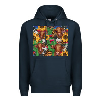 Navy western cactus sunflower highlands cow Premium Hoodie - BarkalooDesign