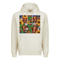 Oatmeal Heather western cactus sunflower highlands cow Premium Hoodie - BarkalooDesign
