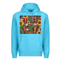 Ocean Blue western cactus sunflower highlands cow Premium Hoodie - BarkalooDesign