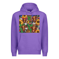 Purple western cactus sunflower highlands cow Premium Hoodie - BarkalooDesign