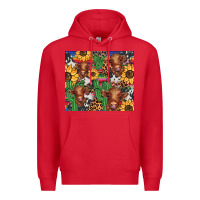 Red western cactus sunflower highlands cow Premium Hoodie - BarkalooDesign