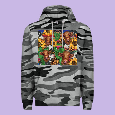 Western Cactus Sunflower Highlands Cow Premium Hoodie Designed By Barkaloodesign