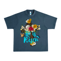Midnight Navy he is rısen with cross and butterfly Urban Heavy Tee - Artiststas