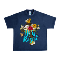 Navy he is rısen with cross and butterfly Urban Heavy Tee - Artiststas