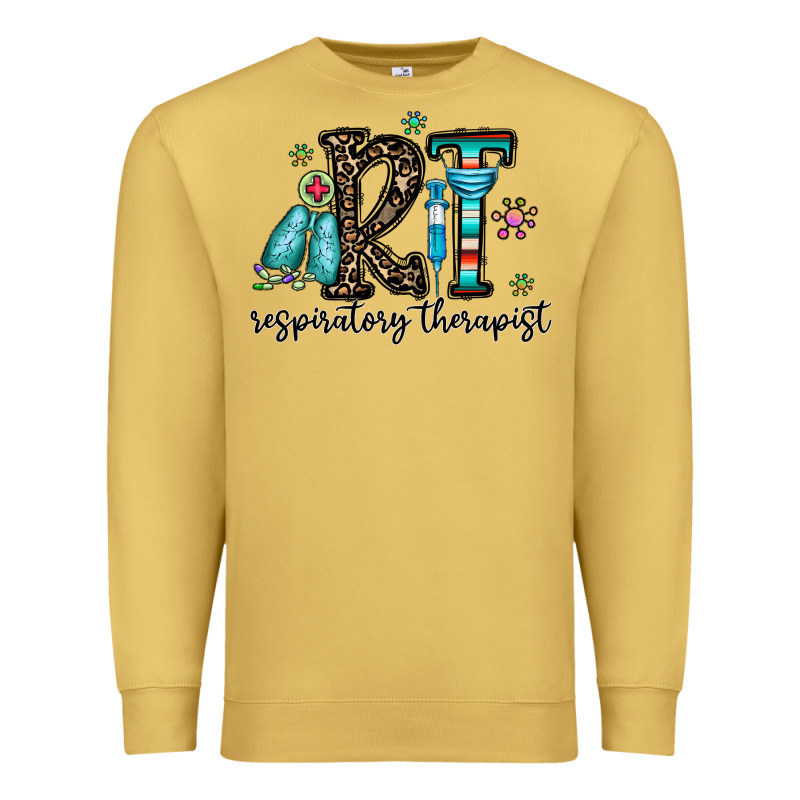 Rt Respiraory Therapist Premium Sweatshirt by CowhideDigitalArt | Teevron
