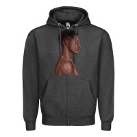Charcoal Heather afro black man Zipper Hoodie - texasbilliewilder
