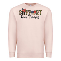 Pale Pink support our troops Premium Sweatshirt - CowhideDigitalArt