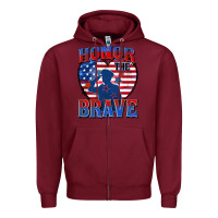 Burgundy honor the brave Zipper Hoodie - Zillion Design Studio