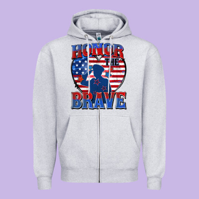 Honor The Brave Zipper Hoodie Designed By Zillion Design Studio