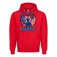Red honor the brave Zipper Hoodie - Zillion Design Studio