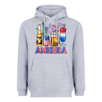Heather Grey 4th of July American drinks America Heavyweight Hoodie - Neo Western