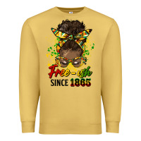 Antique Gold free ish since 1865 afro messy bun Premium Sweatshirt - HRA Design Shop