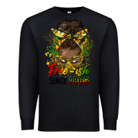 Black free ish since 1865 afro messy bun Premium Sweatshirt - HRA Design Shop