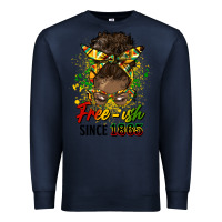 Navy free ish since 1865 afro messy bun Premium Sweatshirt - HRA Design Shop