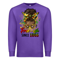 Purple free ish since 1865 afro messy bun Premium Sweatshirt - HRA Design Shop