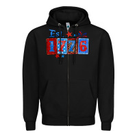 Black est 1776 Zipper Hoodie - Zillion Design Studio