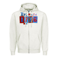 Oatmeal Heather est 1776 Zipper Hoodie - Zillion Design Studio