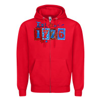 Red est 1776 Zipper Hoodie - Zillion Design Studio