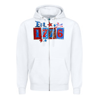 White est 1776 Zipper Hoodie - Zillion Design Studio