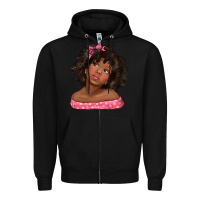 Black afro black girlchild kiss with bow Zipper Hoodie - texasbilliewilder