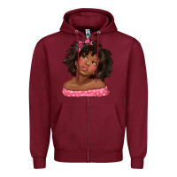 Burgundy afro black girlchild kiss with bow Zipper Hoodie - texasbilliewilder