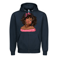 Navy afro black girlchild kiss with bow Zipper Hoodie - texasbilliewilder
