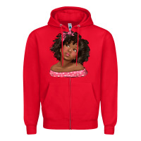 Red afro black girlchild kiss with bow Zipper Hoodie - texasbilliewilder
