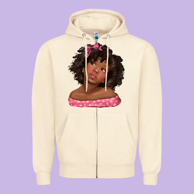 Zipper Hoodie afro black girlchild kiss with bow
