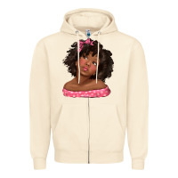 Sandshell afro black girlchild kiss with bow Zipper Hoodie - texasbilliewilder